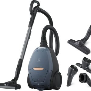 Electrolux Pure D8, Commandes à Distance, Aspirateur Traineau avec Sac, Ultra Silencieux, 57dB, Puissance Automatique Intelligente, Poignée avec Commandes et Affichage LED, PD82-8DB, Bleu Denim