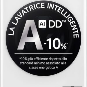 LG AI DD F4R3710NSWW Machine à laver 10 kg à charge avant, série R3, machine à laver classe A -10 %, 1400 tours, auto-dosage, lavage à vapeur, Wi-Fi, libre installation