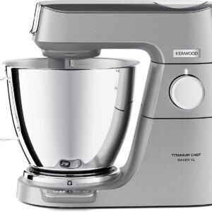 Kenwood Titanium Chef Baker XL, Robot Pâtissier avec Batteur K, Crochet Pétrisseur, Fouet et Bol de 7 Litres, KVL85.424SI, 1200W, Argent